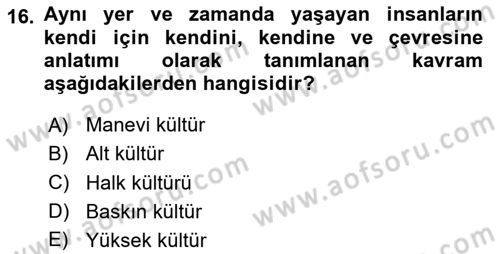 Medya Siyaset Kültür Dersi 2023 - 2024 Yılı (Final) Dönem Sonu Sınav Soruları 16. Soru