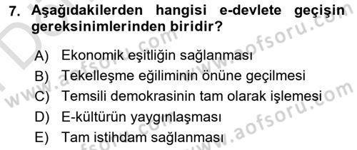 Medya Siyaset Kültür Dersi 2023 - 2024 Yılı (Final) Dönem Sonu Sınav Soruları 7. Soru