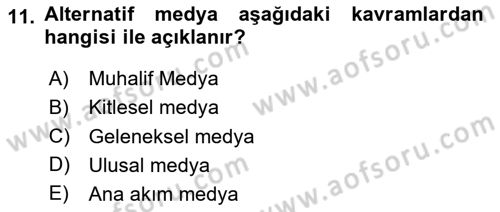 Medya Siyaset Kültür Dersi 2023 - 2024 Yılı Yaz Okulu Sınav Soruları 11. Soru