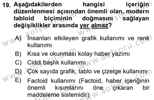 Medya Siyaset Kültür Dersi 2023 - 2024 Yılı Yaz Okulu Sınav Soruları 19. Soru