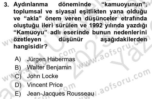 Medya Siyaset Kültür Dersi 2023 - 2024 Yılı Yaz Okulu Sınav Soruları 3. Soru
