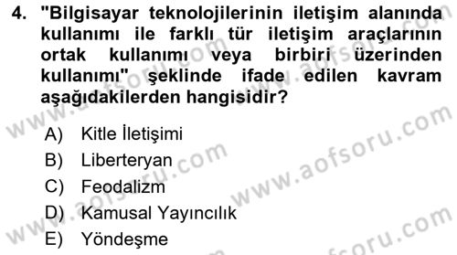 Medya Siyaset Kültür Dersi 2023 - 2024 Yılı Yaz Okulu Sınav Soruları 4. Soru