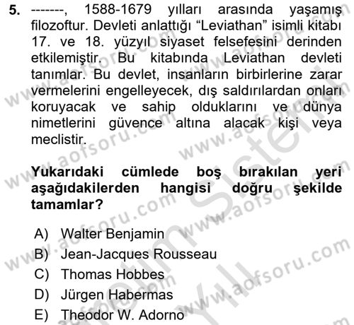 Medya Siyaset Kültür Dersi 2023 - 2024 Yılı Yaz Okulu Sınav Soruları 5. Soru