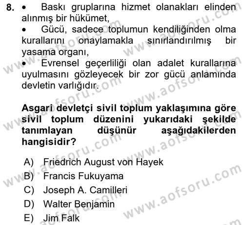 Medya Siyaset Kültür Dersi 2023 - 2024 Yılı Yaz Okulu Sınav Soruları 8. Soru