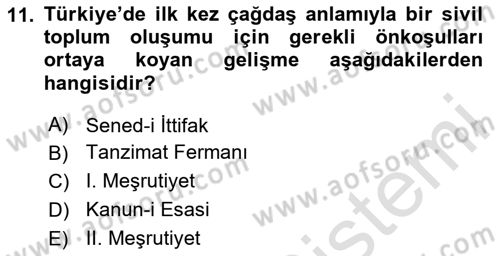 Medya Siyaset Kültür Dersi 2024 - 2025 Yılı (Vize) Ara Sınav Soruları 11. Soru