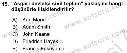 Medya Siyaset Kültür Dersi 2024 - 2025 Yılı (Vize) Ara Sınav Soruları 15. Soru