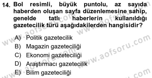 Medya Siyaset Kültür Dersi 2024 - 2025 Yılı (Final) Dönem Sonu Sınav Soruları 14. Soru