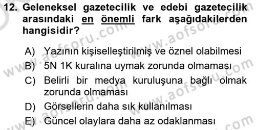 Medya Siyaset Kültür Dersi 2024 - 2025 Yılı Yaz Okulu Sınav Soruları 12. Soru