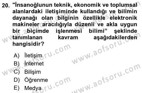 Medya Siyaset Kültür Dersi 2024 - 2025 Yılı Yaz Okulu Sınav Soruları 20. Soru