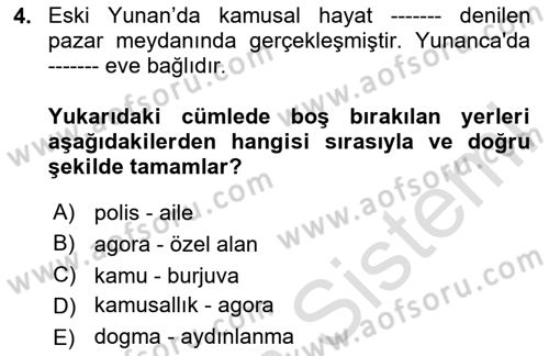Medya Siyaset Kültür Dersi 2024 - 2025 Yılı Yaz Okulu Sınav Soruları 4. Soru
