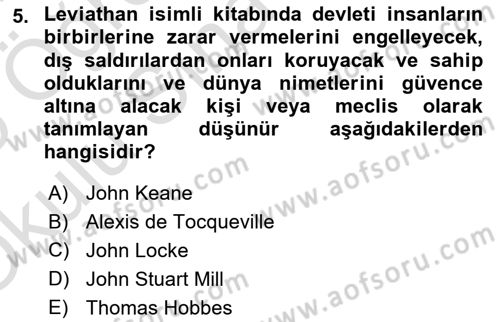 Medya Siyaset Kültür Dersi 2024 - 2025 Yılı Yaz Okulu Sınav Soruları 5. Soru