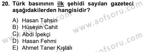 Medya ve Etik Dersi 2012 - 2013 Yılı (Vize) Ara Sınav Soruları 20. Soru