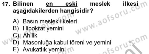 Medya ve Etik Dersi 2012 - 2013 Yılı (Final) Dönem Sonu Sınav Soruları 17. Soru