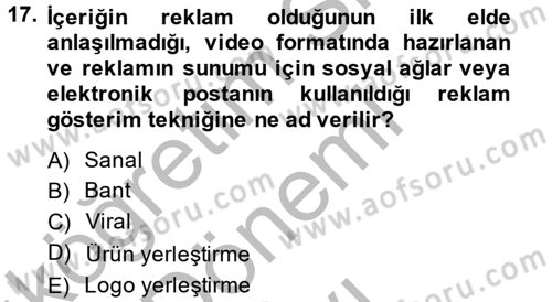 Medya ve Etik Dersi 2013 - 2014 Yılı (Final) Dönem Sonu Sınav Soruları 17. Soru