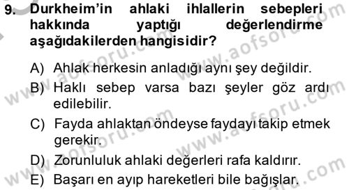 Medya ve Etik Dersi 2013 - 2014 Yılı (Final) Dönem Sonu Sınav Soruları 9. Soru