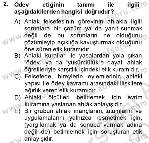 Medya ve Etik Dersi 2013 - 2014 Yılı Tek Ders Sınav Soruları 2. Soru