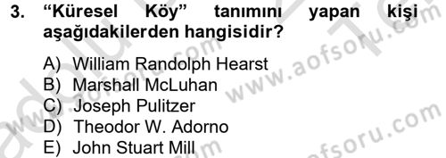 Medya ve Etik Dersi 2013 - 2014 Yılı Tek Ders Sınav Soruları 3. Soru