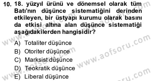 Medya ve Etik Dersi 2014 - 2015 Yılı (Vize) Ara Sınav Soruları 10. Soru