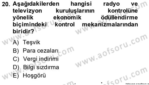 Medya ve Etik Dersi 2014 - 2015 Yılı (Vize) Ara Sınav Soruları 20. Soru