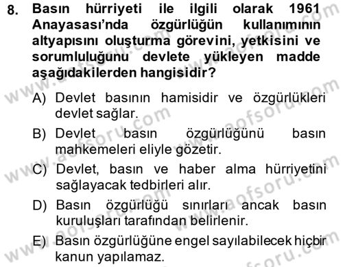 Medya ve Etik Dersi 2014 - 2015 Yılı (Vize) Ara Sınav Soruları 8. Soru