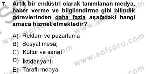 Medya ve Etik Dersi 2014 - 2015 Yılı (Final) Dönem Sonu Sınav Soruları 7. Soru