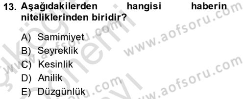 Medya ve Etik Dersi 2014 - 2015 Yılı Tek Ders Sınav Soruları 13. Soru