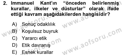 Medya ve Etik Dersi 2015 - 2016 Yılı (Vize) Ara Sınav Soruları 2. Soru