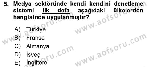 Medya ve Etik Dersi 2015 - 2016 Yılı (Vize) Ara Sınav Soruları 5. Soru