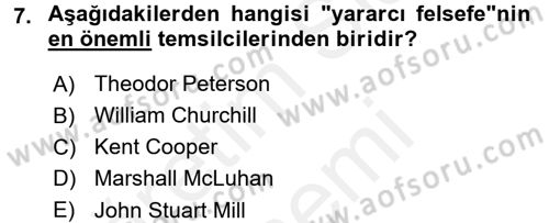 Medya ve Etik Dersi 2015 - 2016 Yılı (Vize) Ara Sınav Soruları 7. Soru