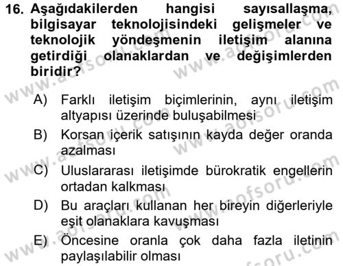 Medya ve Etik Dersi 2015 - 2016 Yılı (Final) Dönem Sonu Sınav Soruları 16. Soru