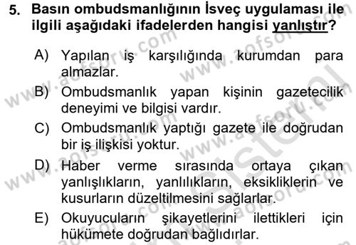 Medya ve Etik Dersi 2015 - 2016 Yılı (Final) Dönem Sonu Sınav Soruları 5. Soru