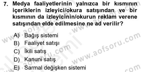 Medya ve Etik Dersi 2015 - 2016 Yılı Tek Ders Sınav Soruları 7. Soru