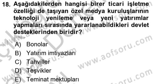 Medya ve Etik Dersi 2016 - 2017 Yılı (Vize) Ara Sınav Soruları 18. Soru