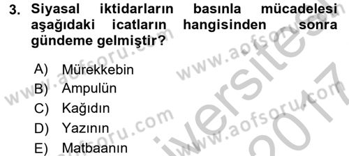 Medya ve Etik Dersi 2016 - 2017 Yılı (Vize) Ara Sınav Soruları 3. Soru