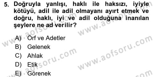 Medya ve Etik Dersi 2016 - 2017 Yılı (Vize) Ara Sınav Soruları 5. Soru