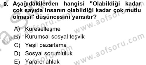 Medya ve Etik Dersi 2016 - 2017 Yılı (Vize) Ara Sınav Soruları 9. Soru