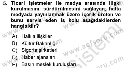 Medya ve Etik Dersi 2016 - 2017 Yılı (Final) Dönem Sonu Sınav Soruları 5. Soru