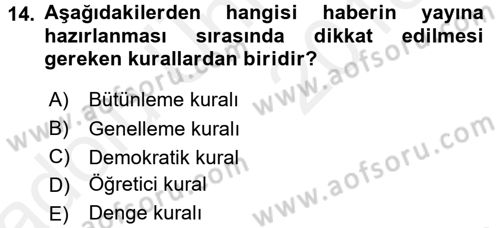 Medya ve Etik Dersi 2017 - 2018 Yılı 3 Ders Sınav Soruları 14. Soru