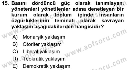 Medya ve Etik Dersi 2017 - 2018 Yılı 3 Ders Sınav Soruları 15. Soru