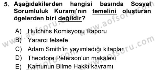Medya ve Etik Dersi 2017 - 2018 Yılı 3 Ders Sınav Soruları 5. Soru