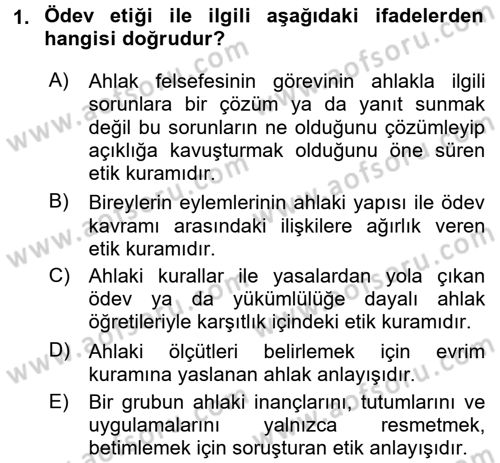 Medya ve Etik Dersi 2017 - 2018 Yılı (Vize) Ara Sınav Soruları 1. Soru