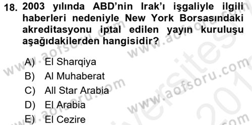 Medya ve Etik Dersi 2017 - 2018 Yılı (Vize) Ara Sınav Soruları 18. Soru