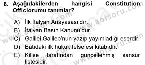 Medya ve Etik Dersi 2017 - 2018 Yılı (Vize) Ara Sınav Soruları 6. Soru