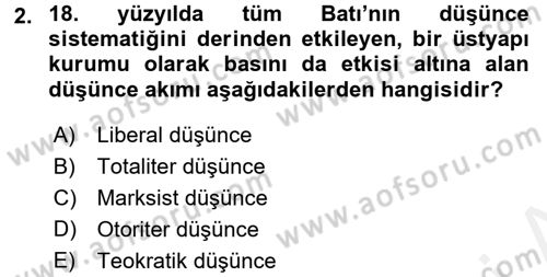 Medya ve Etik Dersi 2017 - 2018 Yılı (Final) Dönem Sonu Sınav Soruları 2. Soru