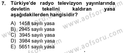 Medya ve Reklam Dersi 2012 - 2013 Yılı (Vize) Ara Sınav Soruları 7. Soru