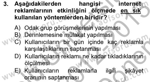 Medya ve Reklam Dersi 2012 - 2013 Yılı (Final) Dönem Sonu Sınav Soruları 3. Soru
