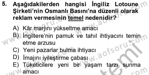 Medya ve Reklam Dersi 2012 - 2013 Yılı (Final) Dönem Sonu Sınav Soruları 5. Soru