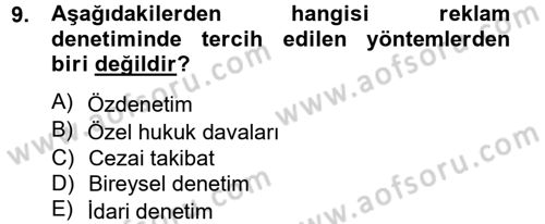 Medya ve Reklam Dersi 2012 - 2013 Yılı (Final) Dönem Sonu Sınav Soruları 9. Soru