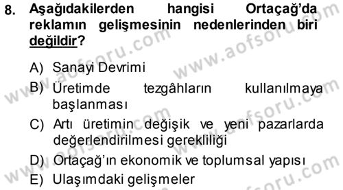 Medya ve Reklam Dersi 2013 - 2014 Yılı (Vize) Ara Sınav Soruları 8. Soru