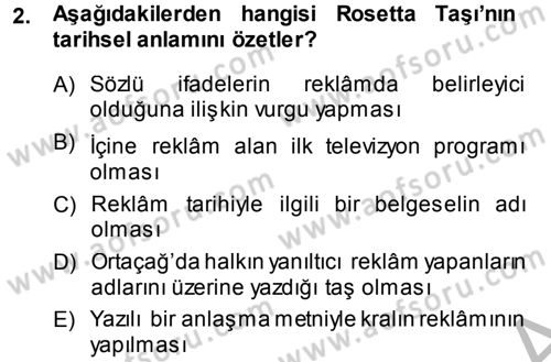 Medya ve Reklam Dersi 2013 - 2014 Yılı (Final) Dönem Sonu Sınav Soruları 2. Soru